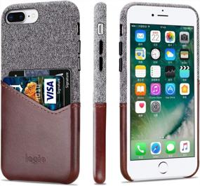 img 4 attached to Leather Card Slot Design Fabric Slim Back Cover Case With Card Holder For IPhone 7 Plus/IPhone 8 Plus - Lopie Sea Island Cotton Series, Dark Brown