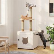 premium favepaw cat litter box enclosure: wooden cat house with tower, hidden washroom, & enlarged cabinet logo