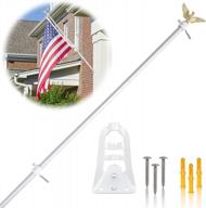 nq eagle topper flag pole kit - durable 16 gauge aluminum with steel bracket holder for american flag - ideal for residential or commercial use in yard, porch, garden (6ft, silver) логотип