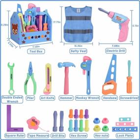 img 3 attached to Gifts2U Toddler Tool Set For Ages 2-4: 28PCS Pretend Play Toys With Toolbox, Electric Drill And Vest - Perfect Toy Toolkit For Kids Aged 3-5 Years