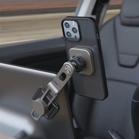 img 4 attached to 📱 Magnetic Phone Mount with Invisible Design for Tesla Model 3/Y/X/S - Strong Magnet, Foldable & Extendable Telescopic Arm, Free Rotation - Dashboard & Laptop Phone Holder - Optimized for Screen Compatibility