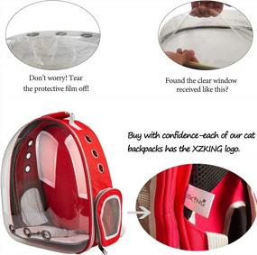 img 2 attached to XZKING Transparent Space Capsule Pet Carrier Bag – Cat Backpack Carrier with Bubble Design, Airline Approved Travel Carrier for Small Dogs, Cats, Puppies – Outdoor Use Hiking Backpack, Red Color