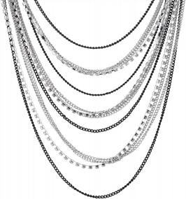 img 3 attached to Make An Impression With COOLSTEELANDBEYOND'S Multi-Strand Waterfall Necklace With Rhinestones Chains