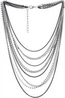 make an impression with coolsteelandbeyond's multi-strand waterfall necklace with rhinestones chains logo