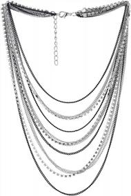 img 4 attached to Make An Impression With COOLSTEELANDBEYOND'S Multi-Strand Waterfall Necklace With Rhinestones Chains