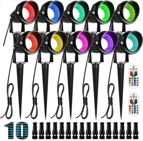 img 4 attached to Transform Your Yard With ZUCKEO'S 10-Pack RGB Color Changing Landscape Lighting – Remote Control, Waterproof And Easy To Install!