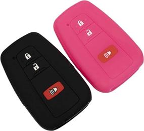 img 1 attached to Lcyam Soft Silicone Key Fob Cover Case for Toyota Corolla Hatchback RAV4 XLE Prius - 2019-2022 Models, Black Rose - Ultimate Key Protection