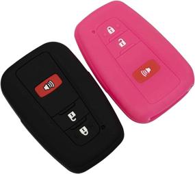 img 3 attached to Lcyam Soft Silicone Key Fob Cover Case for Toyota Corolla Hatchback RAV4 XLE Prius - 2019-2022 Models, Black Rose - Ultimate Key Protection