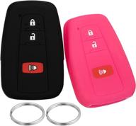 lcyam soft silicone key fob cover case for toyota corolla hatchback rav4 xle prius - 2019-2022 models, black rose - ultimate key protection логотип