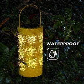 img 1 attached to 2 Pack Solpex Solar Hanging Lantern Outdoor Garden Decor Sun Patterns LED Lights For Patio, Lawn, Yard, Tree & Table - Yellow