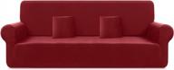 taococo stretch 4 seater couch slipcovers one-piece cover sofa furniture protector sofa cover, polyester-spandex fabric with 2pcs pillowcases (4 seater couch 95”- 118”, christmas red) logo