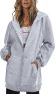 zeagoo women zip up hoodies long fleece jacket lightweight tunic hooded sweatshirt oversize winter coat with pockets logo