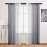 dwcn grey ombre faux linen sheer curtains - semi voile gradient rod pocket bedroom and living room curtains, set of 2 window curtain panels, 52 x 96 inches long логотип