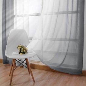 img 2 attached to DWCN Grey Ombre Faux Linen Sheer Curtains - Semi Voile Gradient Rod Pocket Bedroom And Living Room Curtains, Set Of 2 Window Curtain Panels, 52 X 96 Inches Long