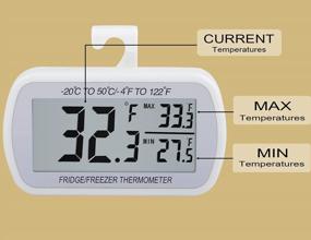 img 2 attached to 6 Pack Водонепроницаемый ЖК-термометр для холодильника и морозильной камеры с магнитной задней частью для легкого чтения и повышения точности