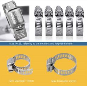 img 3 attached to InduSKY Stainless Steel Hose Clamps - 10 Pack Adjustable Worm Gear Clamps For Plumbing, Automotive, And Mechanical Applications - 16-25Mm Range - Fuel Line Clamps Assortment Kit