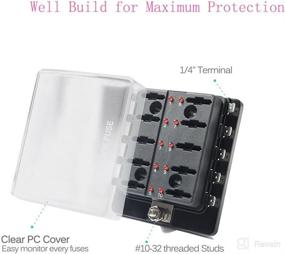 img 2 attached to 🔌 10-Way RV Fuse Block Blade Fuse Box with LED Indicator for Blown Fuse Protection Cover - 100 Amps Automotive Car Boat Marine Trike Junction Box