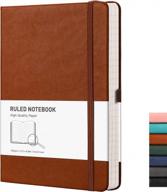 блокнот rettacy lined journal notebook - кожаный толстый блокнот формата a5 с 192 пронумерованными страницами, твердый переплет, плотная бумага 100 г/м 5,75 '' × 8,38 '' логотип