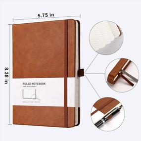 img 2 attached to Блокнот RETTACY Lined Journal Notebook - кожаный толстый блокнот формата A5 с 192 пронумерованными страницами, твердый переплет, плотная бумага 100 г/м 5,75 '' × 8,38 ''