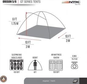 img 3 attached to NTK Oregon GT 5-6 Person 10X10Ft Outdoor Dome Tent: 100% Waterproof 2500Mm, Easy Setup & Durable Fabric Full Coverage Rainfly & Micro-Mesh