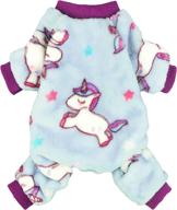 🦄 pet clothes for small dogs and cats - fitwarm unicorn pajama coat jumpsuit in soft velvet purple logo