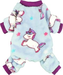 img 4 attached to 🦄 Pet Clothes for Small Dogs and Cats - Fitwarm Unicorn Pajama Coat Jumpsuit in Soft Velvet Purple