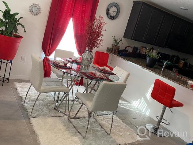 img 1 attached to Modern Checkered Dining Room Chairs Set Of 4 With Faux Leather And Chrome Legs For Comfortable Indoor Use review by Angela Fields