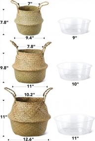 img 3 attached to 3-Piece LE TAUCI Woven Seagrass Plant Baskets - 7+7.8+10.2 Inch, Home Storage & Decor Planter Pot (S+M+L)