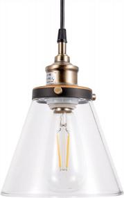 img 1 attached to Подвесной светильник GRUENLICH для кухни и столовой, подвесной потолочный светильник, среднее основание E26, металлическая конструкция с прозрачным стеклом, лампочка в комплект не входит, 1 упаковка