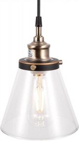 img 2 attached to Подвесной светильник GRUENLICH для кухни и столовой, подвесной потолочный светильник, среднее основание E26, металлическая конструкция с прозрачным стеклом, лампочка в комплект не входит, 1 упаковка