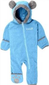 img 2 attached to Newborn Infant Toddler Winter Romper With Fleece Hood And Fold-Over Mittens - Snonook Baby Bunting Winter Suit