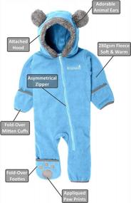img 3 attached to Newborn Infant Toddler Winter Romper With Fleece Hood And Fold-Over Mittens - Snonook Baby Bunting Winter Suit