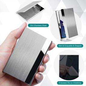 img 3 attached to MaxGear Slim Metal Business Card Holder For Men & Women - Stainless Steel Silver Mirror Pocket Wallet With Name Card Holder