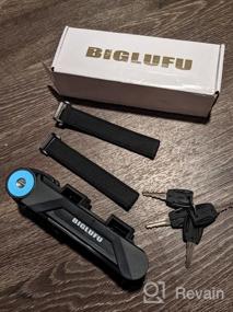 img 5 attached to BIGLUFU Складной велосипедный замок для тяжелых условий эксплуатации с 4 ключами, цепью из легированной стали и монтажным кронштейном - 86 см / 34 дюйма, синий