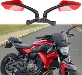 img 4 attached to Red Motorcycle Rear View Side Mirrors 8Mm 10Mm Compatible With Honda Cafe Racer Yamha Suzuki