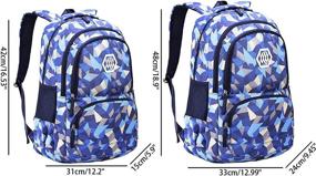 img 3 attached to 🎒 Versatile JiaYou Geometric Printed School Bag Set - Ideal for Junior High & University Students (2# Blue-3pcs,35 L)