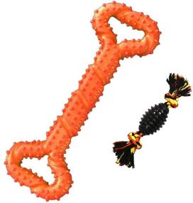 img 4 attached to Extra Large Dog Chew Toy - Borangs 13 Inch Bone-Shaped Durable Toy With Convex Design For Aggressive Chewers, Medium And Large Dogs - Orange - Helps With Tooth Cleaning And Strong Tugging