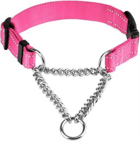 img 1 attached to 🐶 Reflective Dog Collar with Martingale Design, Side Release Buckle, Chain Training, and Adjustable Fit by CollarDirect