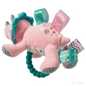 img 2 attached to 🦖 6-Inch Taggies Soft Baby Rattle with Teether Ring - Aroar-a-Saurus Dinosaur