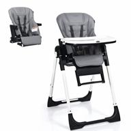 4-in-1 convertible high chair booster seat for baby, infant & toddler with adjustable height and recline, removable tray, detachable cushion - simple fold installation free - infans gray логотип