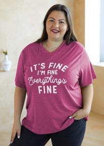 img 3 attached to Women'S Inspiring Plus Size T-Shirt - Short Sleeve Letter Tee Top, Everything Is Fine