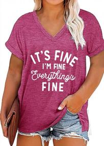 img 4 attached to Women'S Inspiring Plus Size T-Shirt - Short Sleeve Letter Tee Top, Everything Is Fine