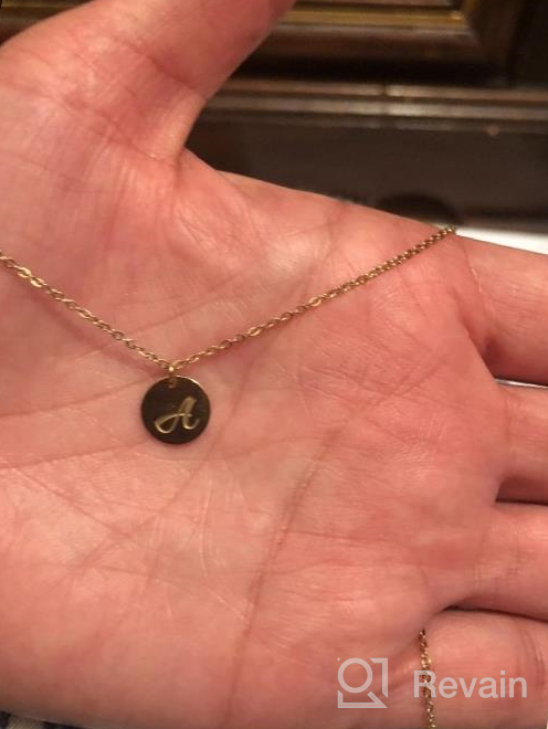 img 1 attached to Personalized Initial Necklace - 14K Gold Plated Round Disc Letter Pendant with 🌟 Engraved Hammered Design, Adjustable Chain and Double-Sided Customization - Perfect Pendant Enhancers for Name Necklaces review by Vincent Lott