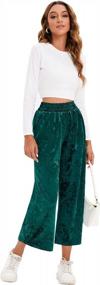 img 2 attached to Velvet Wide Leg Cropped Pants For Women - Casual Ankle Palazzo Bottoms With Pockets By IChunhua
