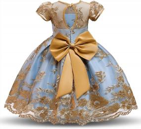img 4 attached to NNJXD Girl Flower Printed Cotton Elegant Tulle Bow Belt Princess Dress