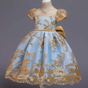 img 1 attached to NNJXD Girl Flower Printed Cotton Elegant Tulle Bow Belt Princess Dress
