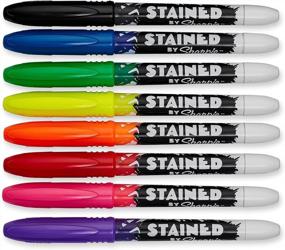 img 1 attached to 🖌️ SHARPIE Stained Fabric Markers 8-Count, Assorted Colors, Brush Tip - 1779005