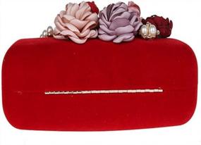 img 1 attached to Женская сумка-клатч с красным цветком на металлическом каркасе, вечерняя сумка, большая свадебная винтажная сумка с резной ручкой для вечеринки, коктейля