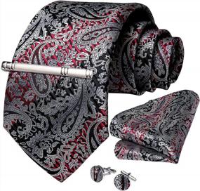 img 3 attached to Men'S Paisley Tie & Pocket Square Set With Silk Handkerchief And Cufflinks - DiBanGu
