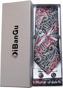 img 2 attached to Men'S Paisley Tie & Pocket Square Set With Silk Handkerchief And Cufflinks - DiBanGu